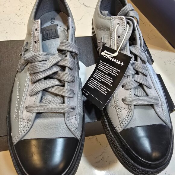 Converse Star Player 76 Ox Leather Gray Black Men's Shoes A12406C SIZE 10 NEW - Picture 5 of 15